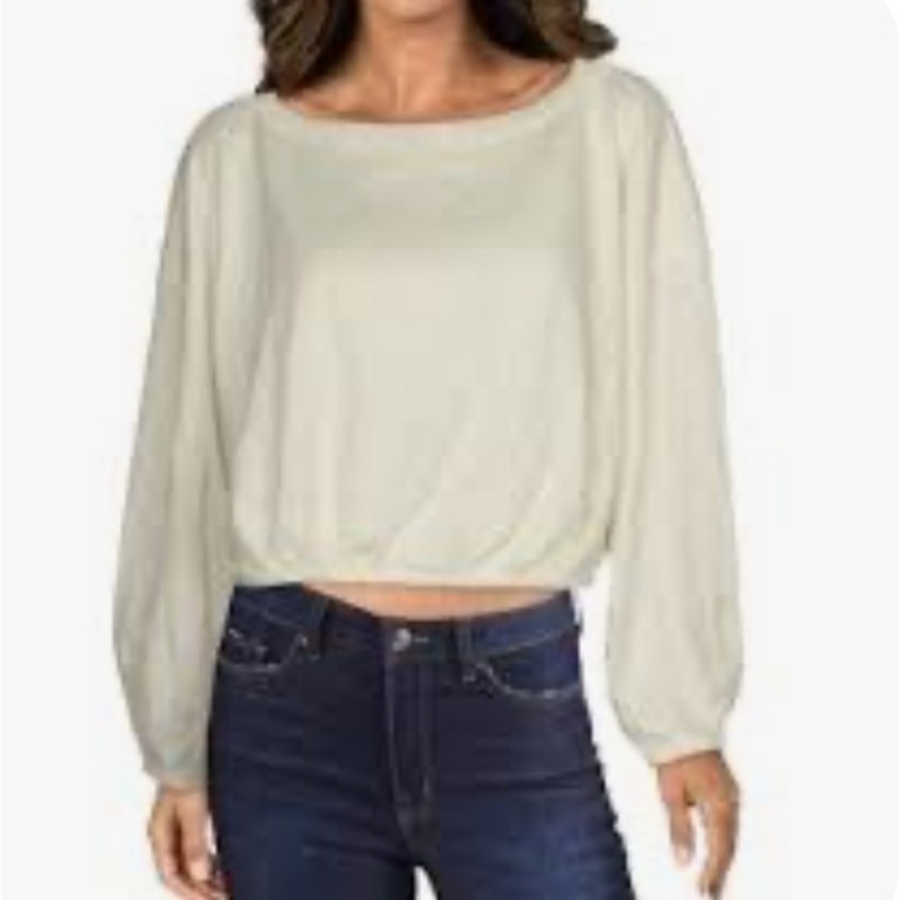 We The Free Cuddle Bubble Sweatshirt White Oversized Sz XS NWOTS